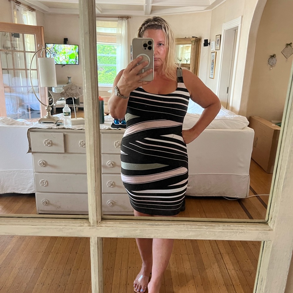 Bailey 44 stripped bandage dress size large